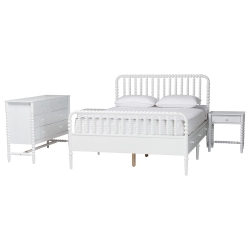 Baxton Studio Lucera 4-Piece Bedroom Set, Queen, White
